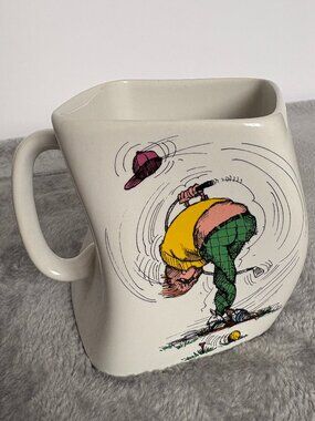 Cartoon Golf Coffee Mug Twisted Humor The Results of Over Swing Made Korea 1991